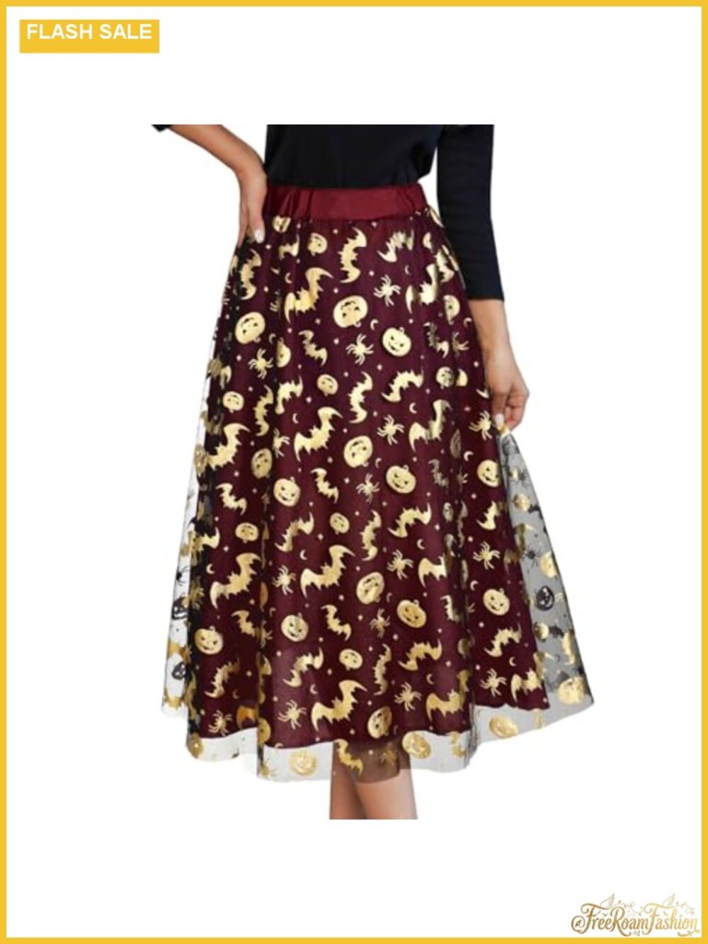Halloween Tulle Tutu Skirt Layered Mesh Elastic Waist Midi Costume